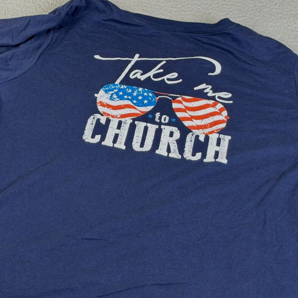 ERIC CHURCH Take Me To Church T Shirt Mens XXL  Blue Band Concert Country Music